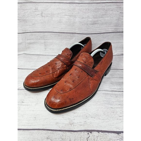 Ostrich Men's Penny Loafer Size 12 with Wood Sole - Picture 2 of 16